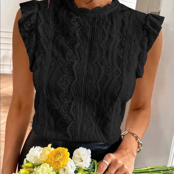 Boho Floral Mesh Lace Butterfly Sleeve Top Blouse Blue - Picture 11 of 14